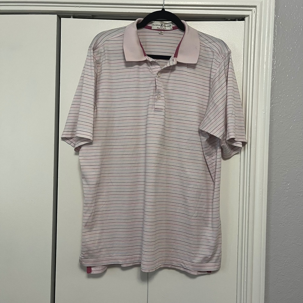 Fairway‎ & Greene Golf Polo Shirt Mens Large Striped Athletic Casual